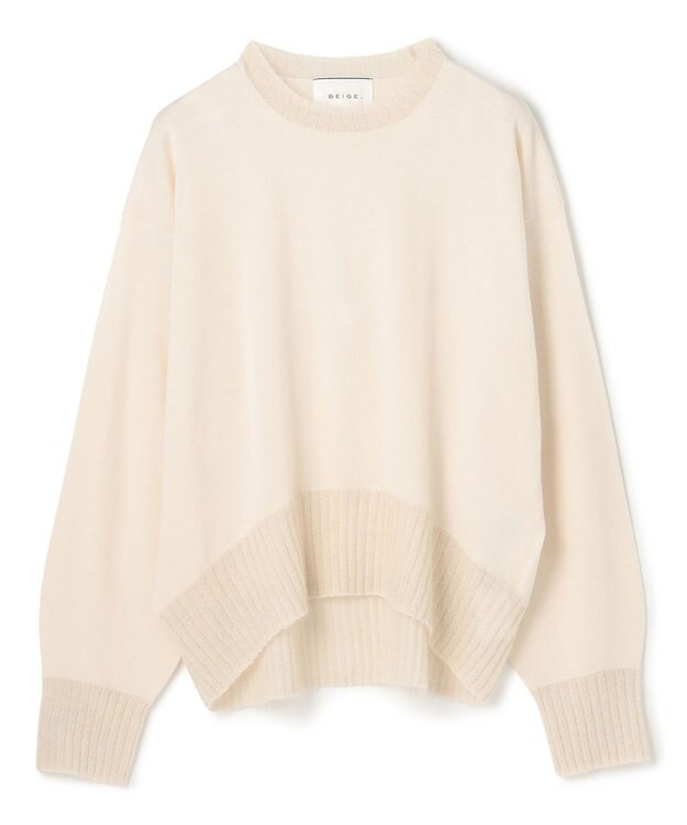 BEIGE， 【洗える】LA MONNAIE / モヘアMIXクルーネックニット Bone