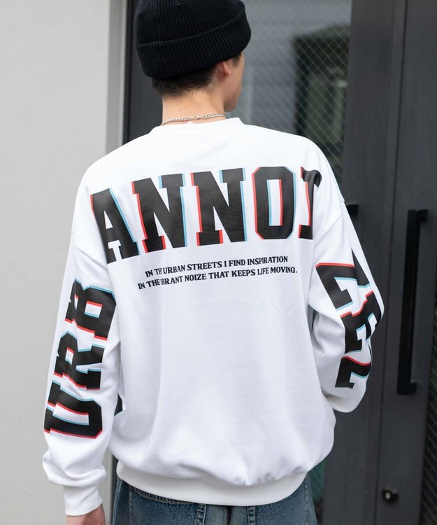 WEGO 【2点SET】アクセ付き裏シャギーグラフィックプルオーバー ホワイト