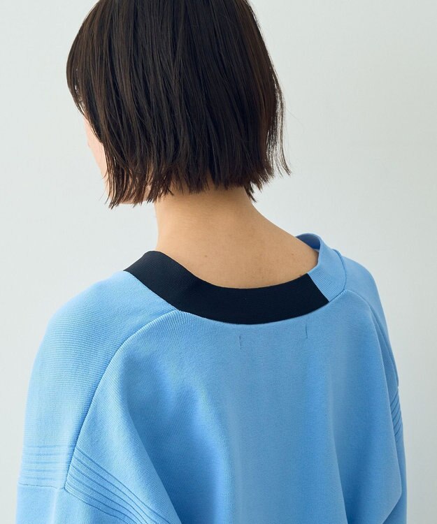 YECCA VECCA 配色VネックZIPカーディガン Sax