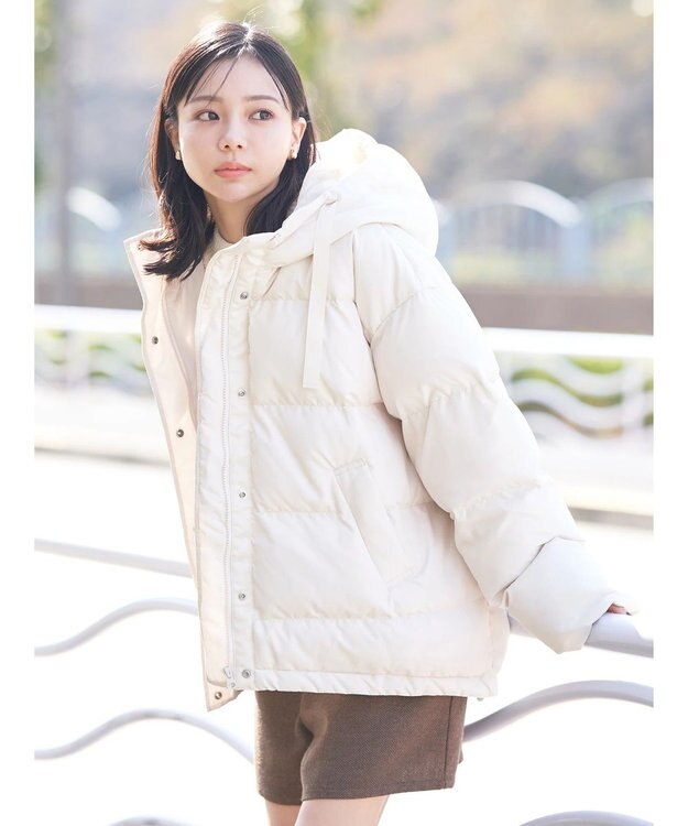 earth music&ecology フーディー中綿ブルゾン Ivory