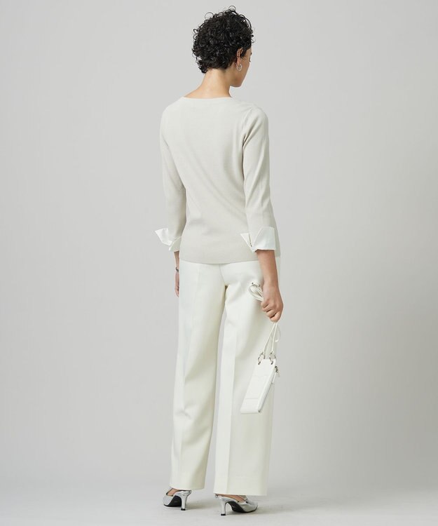 ICB L 【洗える】 クロスコンビ デザインニットプルオーバー トープ系