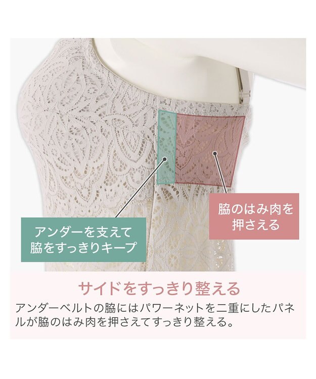 BRADELIS New York 【カヤビューティーラボ】はくだけ簡単!レーシーロングブラ24 ノンワイヤー 補整 ブラジャー 見せブラ ブラトップ シアーグレージュ