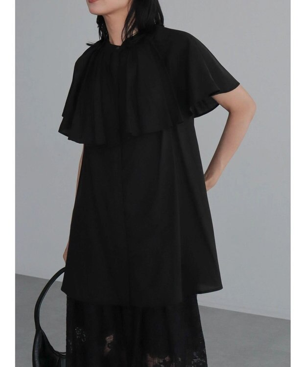 Green Parks ビックカラーナローブラウス Black