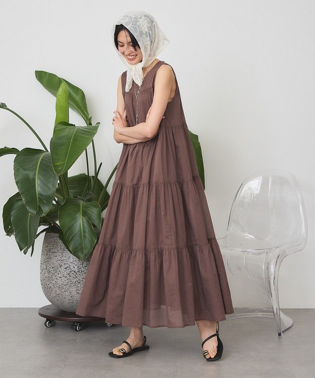 AMERICAN HOLIC ノースリーブティアードワンピース Brown