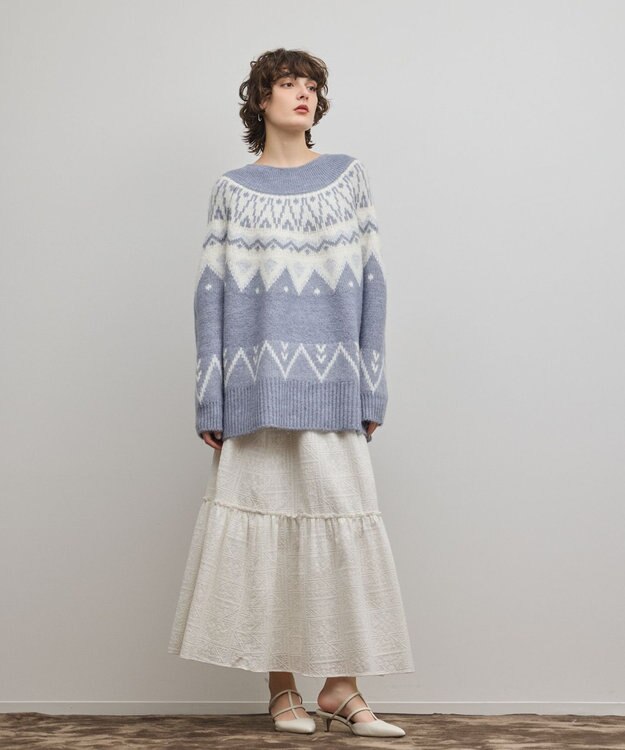 GRACE CONTINENTAL フェアアイルニットトップ ブルー