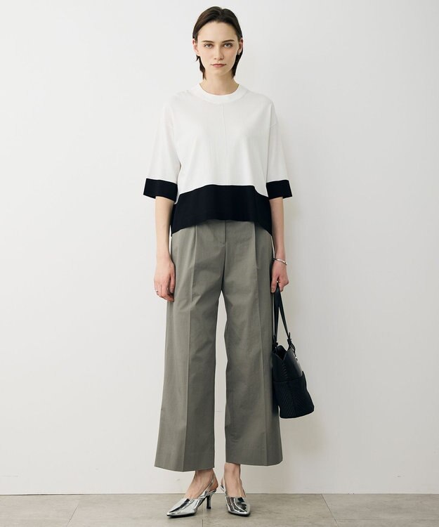 ICB 【先行予約】VIS/NYハイゲージ バイカラーニットT オフホワイト×ブラック配色