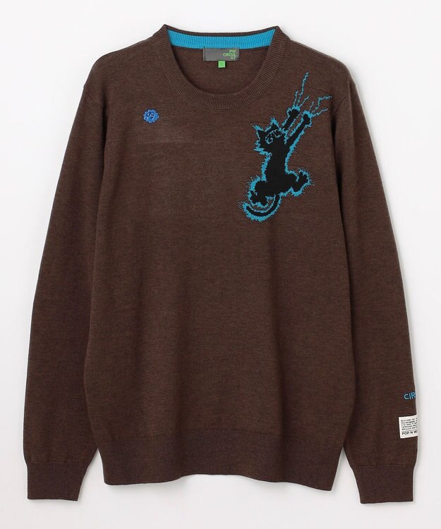 PW CIRCULUS 【MEN】Spark cat クルーネックニット ゴルフ ダークブラウン系