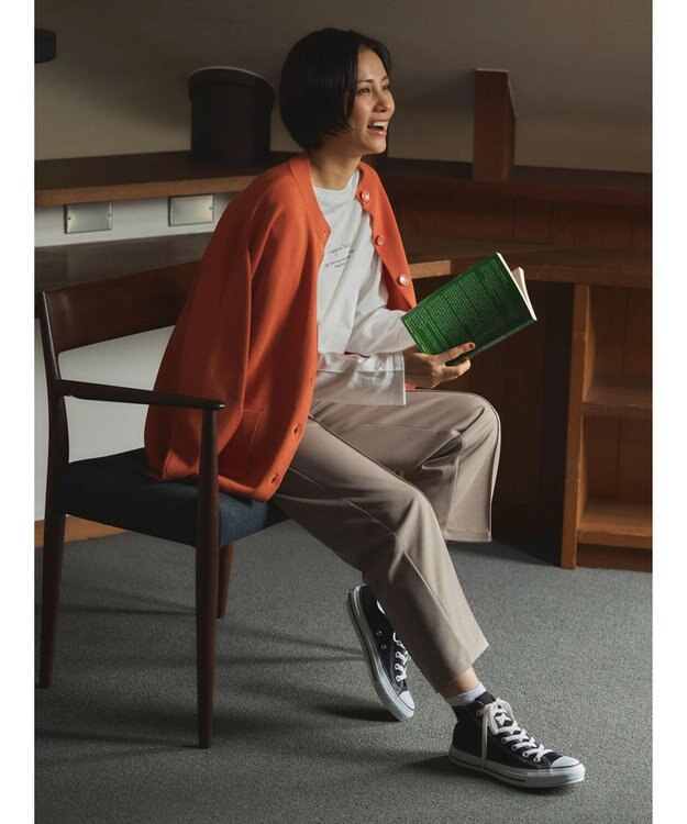 Green Parks ミドル丈モックネックカーディガン Orange