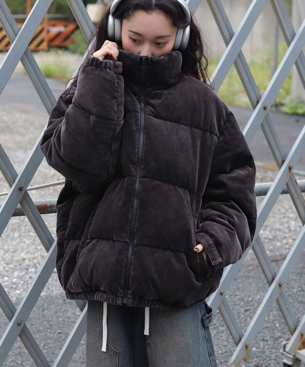 WEGO 【ユニセックス着用ITEM/MLサイズ展開】コーデュロイパファーブルゾン ブラックその他