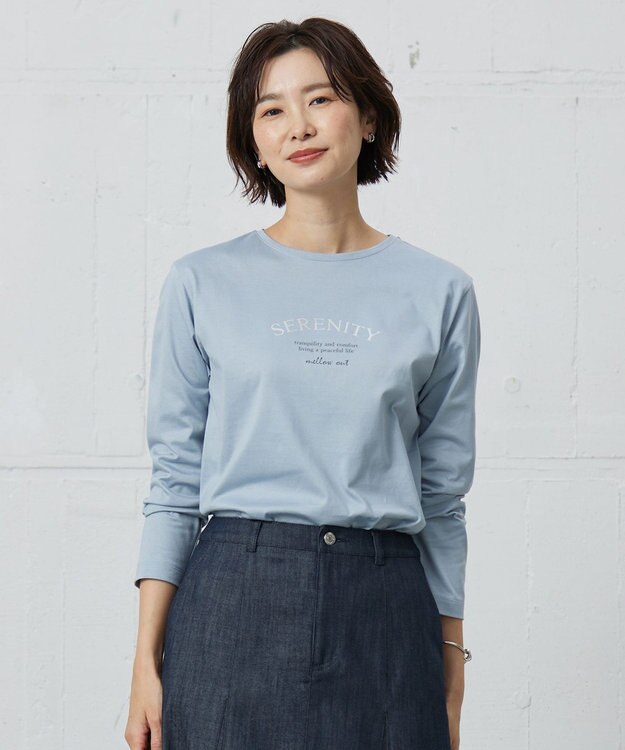 J.PRESS LADIES ロゴ Tシャツ ブルーグレー系