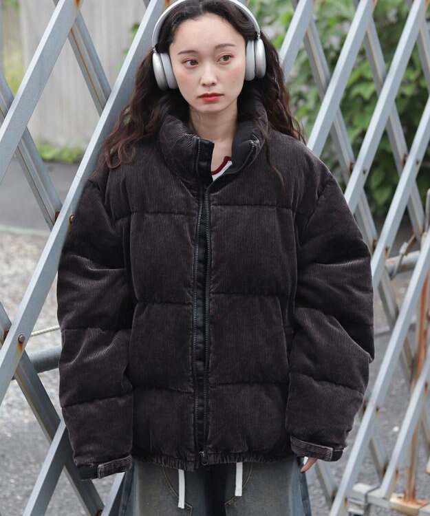 WEGO 【ユニセックス着用ITEM/MLサイズ展開】コーデュロイパファーブルゾン ブラックその他