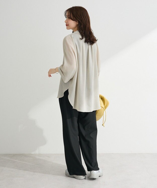 Green Parks 開襟シアーシャツジャケット Gray Beige