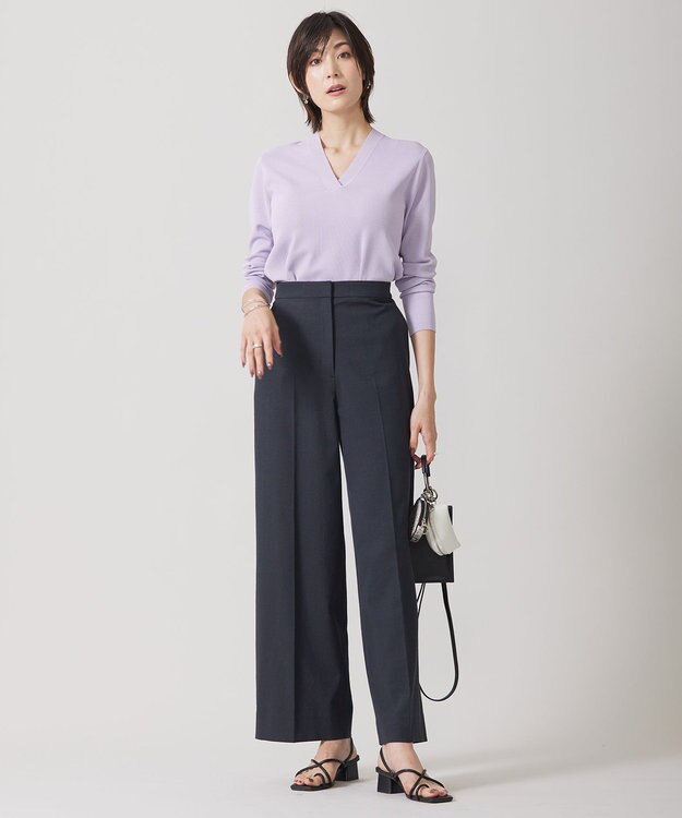 ICB L 【UVカット・吸水速乾・接触冷感・洗える】シェルタリングドライオックス ワイドパンツ ブラック系