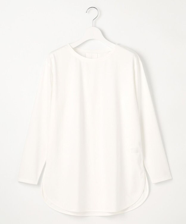 J.PRESS LADIES 【吸水速乾】プレーティングジャージー シャツテール カットソー ホワイト系