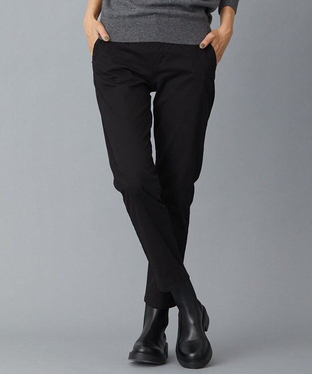 J.PRESS LADIES 【洗える】ピーチサテンストレッチ パンツ ブラック系