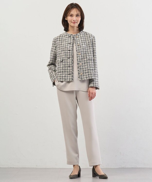 J.PRESS LADIES 【セットアップ対応】セラテリーダブルクロス テーパード パンツ グレージュ系