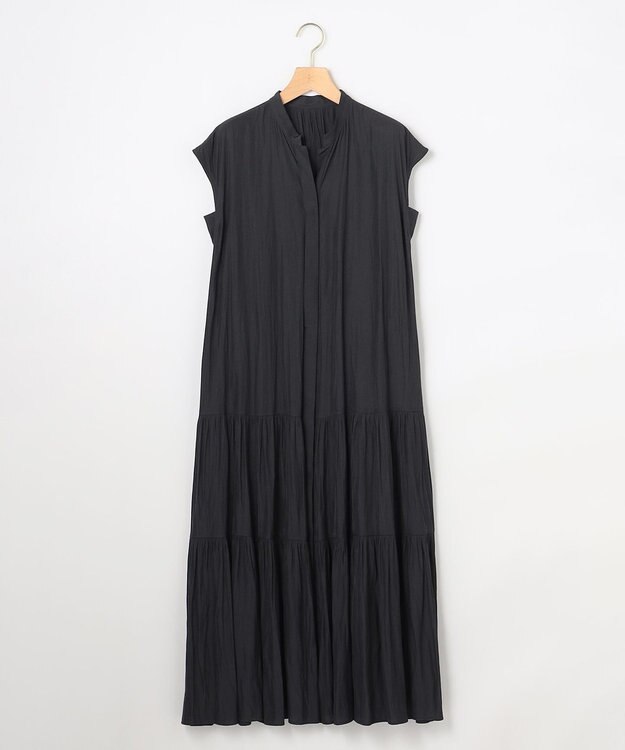 組曲 S 【WEB限定】ギャザーライトデシン ティアードワンピース ネイビー系