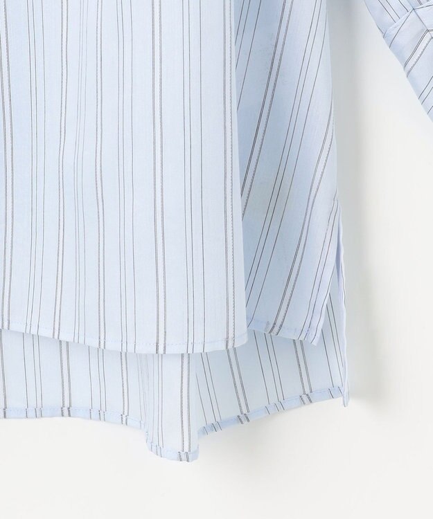 J.PRESS LADIES 【洗える】ランダムストライプ スタンドカラー  ブラウス サックスストライプ系