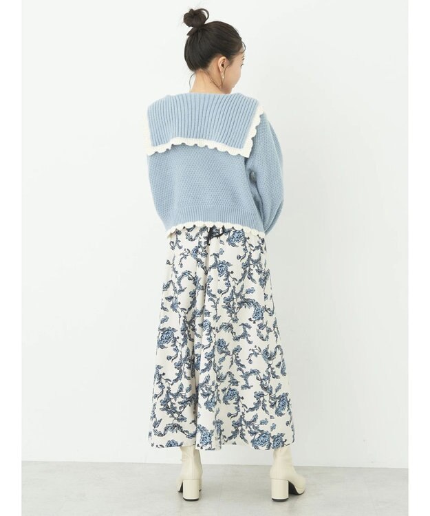 earth music&ecology フリルカラーカーディガン Blue