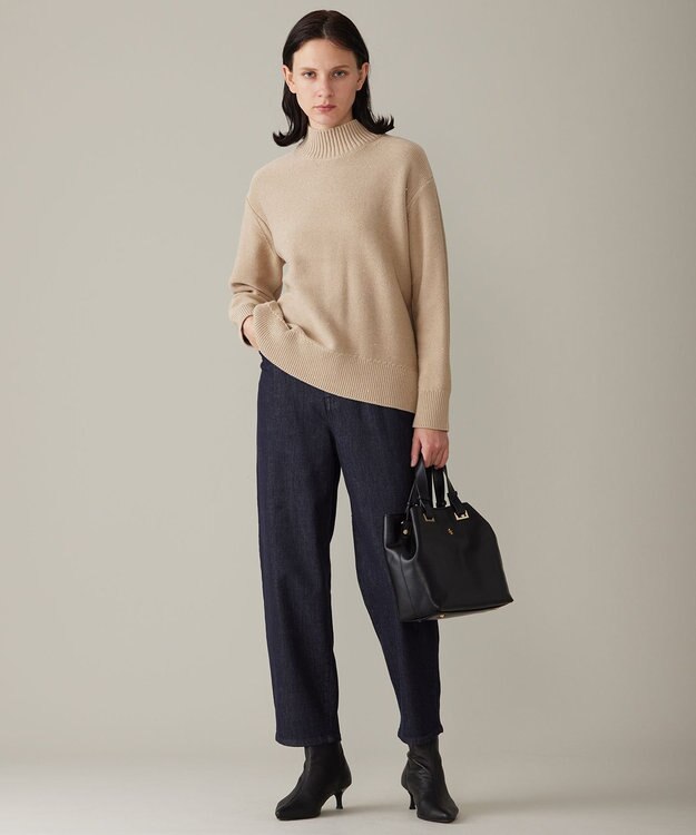 自由区 【洗える】スパングルミドルゲージ ニット ベージュ系