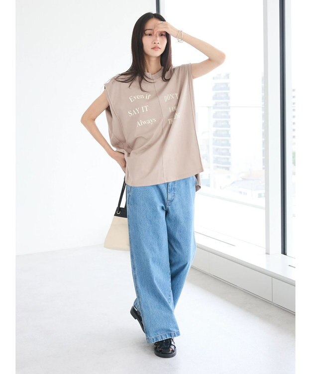 CRAFT STANDARD BOUTIQUE リメイクロゴノースリーブTee Pink Beige