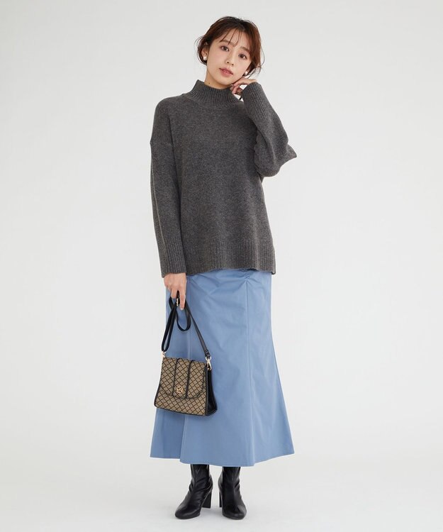 Feroux 【洗える】シュリンクマーメイド スカート スカイブルー系