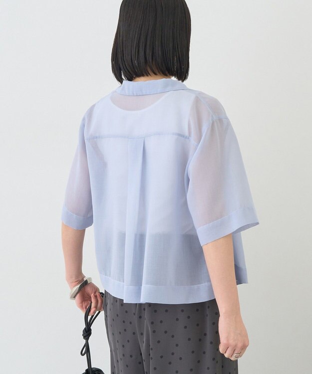 AMERICAN HOLIC シアーショート丈開襟シャツ Sax