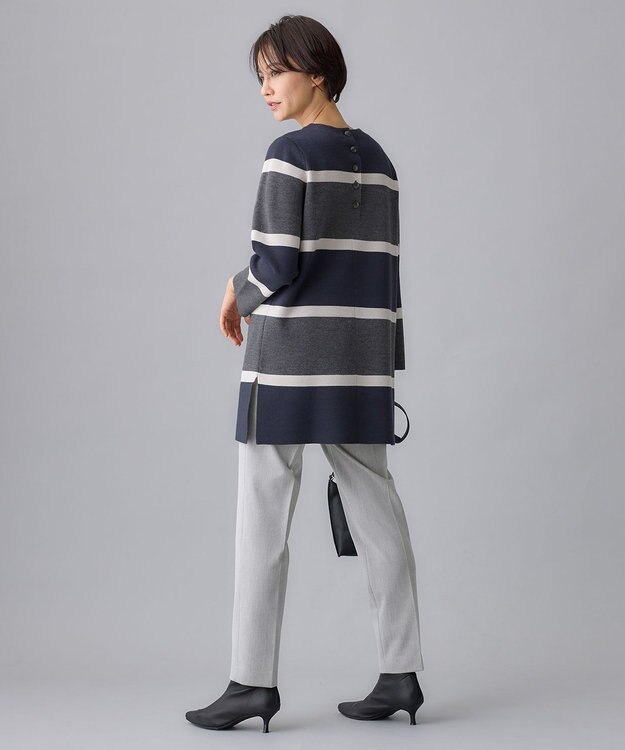 自由区 L 【撥水加工・洗える】TRギャバ裏起毛テーパード パンツ ライトグレー系