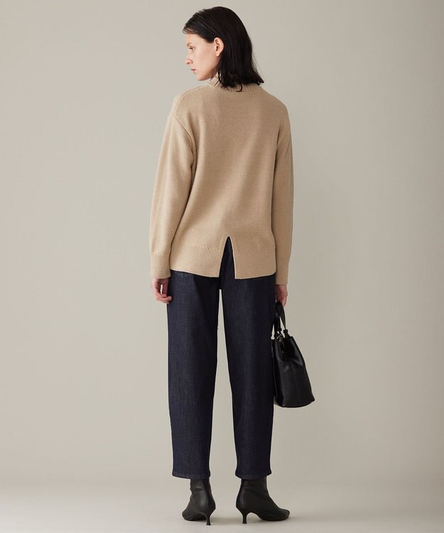 自由区 【洗える】スパングルミドルゲージ ニット ベージュ系