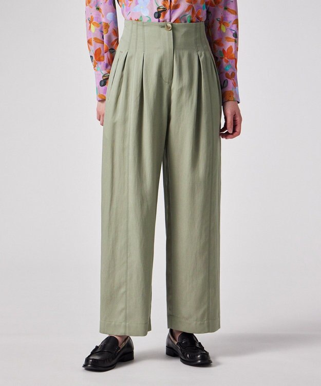 Paul Smith ツイル タック パンツ カーキ