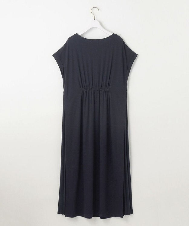 ANY SIS 【接触冷感・UVカット・洗える】ハイストレッチスムースサイドプリ－ツ ワンピース ネイビー