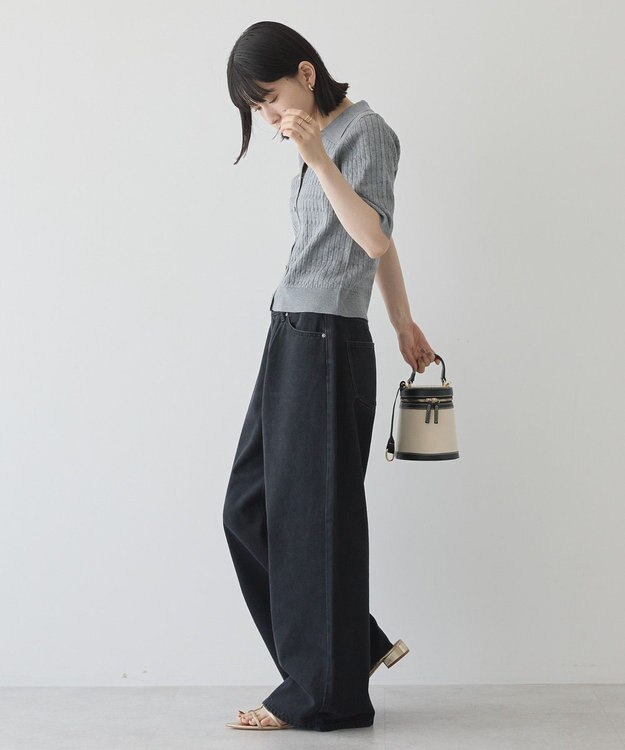 AMERICAN HOLIC 【2WAY】金ボタン衿付きケーブルプルオーバー Gray Mixture