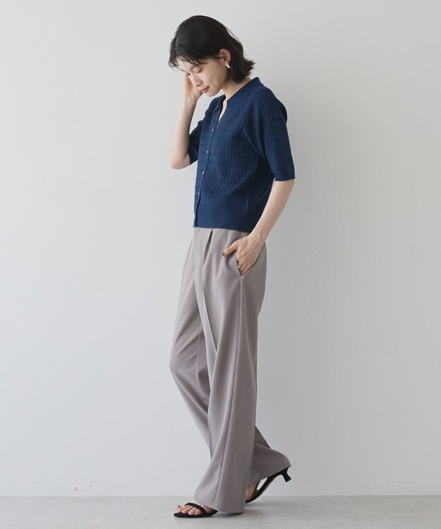 AMERICAN HOLIC 【2WAY】金ボタン衿付きケーブルプルオーバー Navy