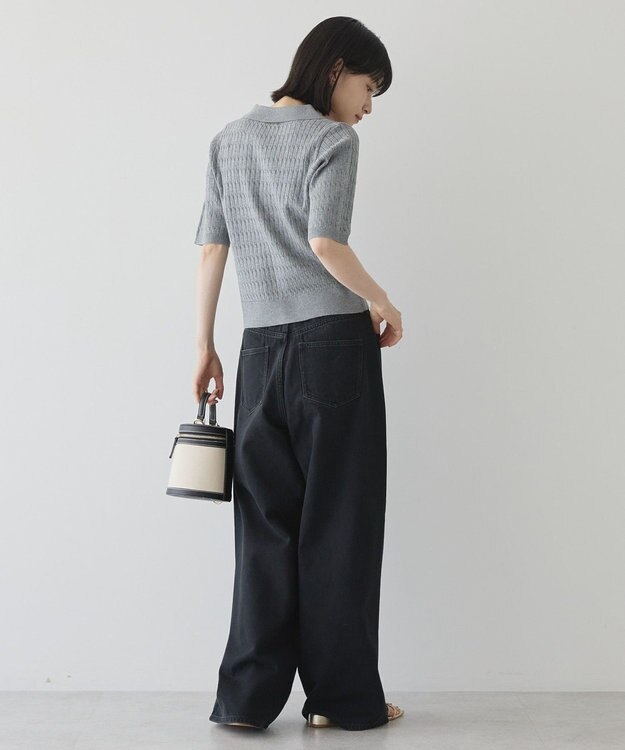 AMERICAN HOLIC 【2WAY】金ボタン衿付きケーブルプルオーバー Gray Mixture