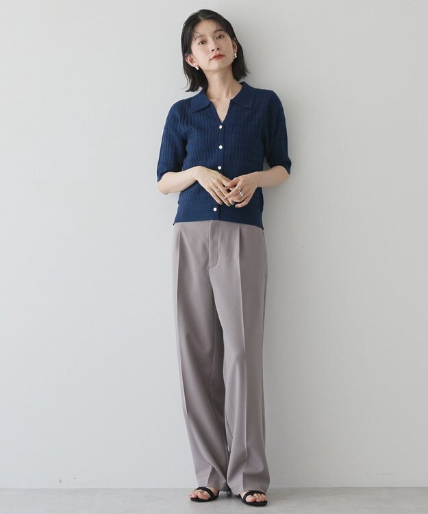 AMERICAN HOLIC 【2WAY】金ボタン衿付きケーブルプルオーバー Navy