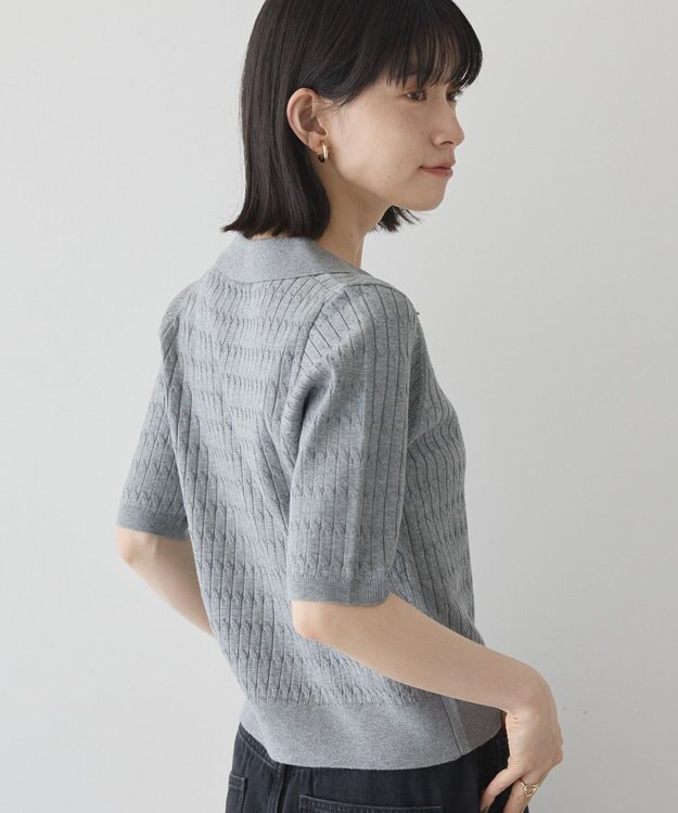 AMERICAN HOLIC 【2WAY】金ボタン衿付きケーブルプルオーバー Gray Mixture