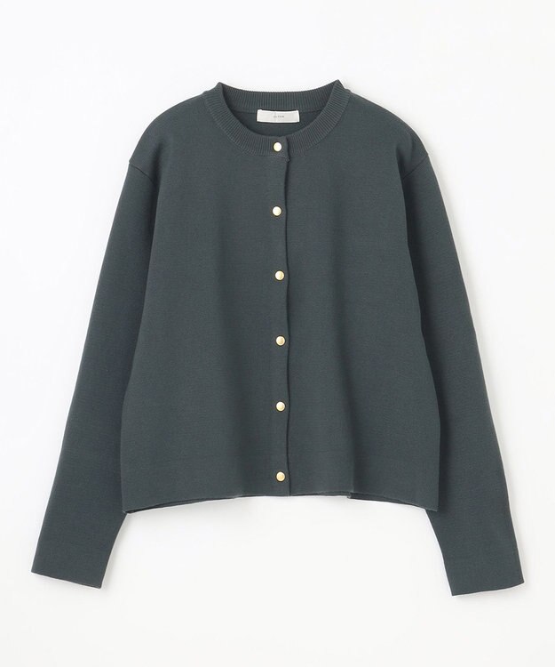 ANY 【UVカット・洗濯機可】クロップド丈スナップカーディガン ダークグリーン