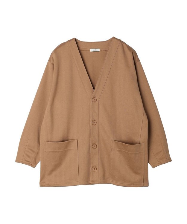 earth music&ecology ヘリンボーン調Ｖネックカーディガン Camel
