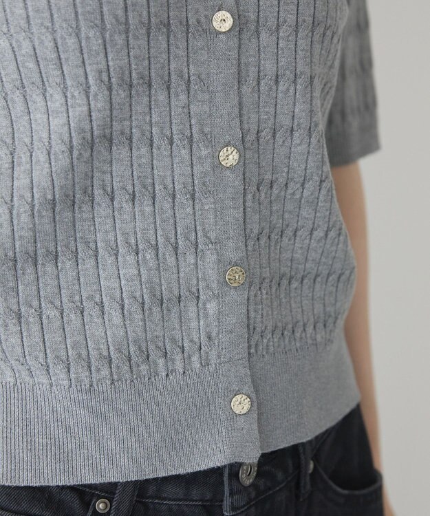 AMERICAN HOLIC 【2WAY】金ボタン衿付きケーブルプルオーバー Gray Mixture