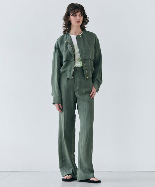 BEIGE， 【洗える】BERNARD / リネンストレートフルレングスパンツ Olive