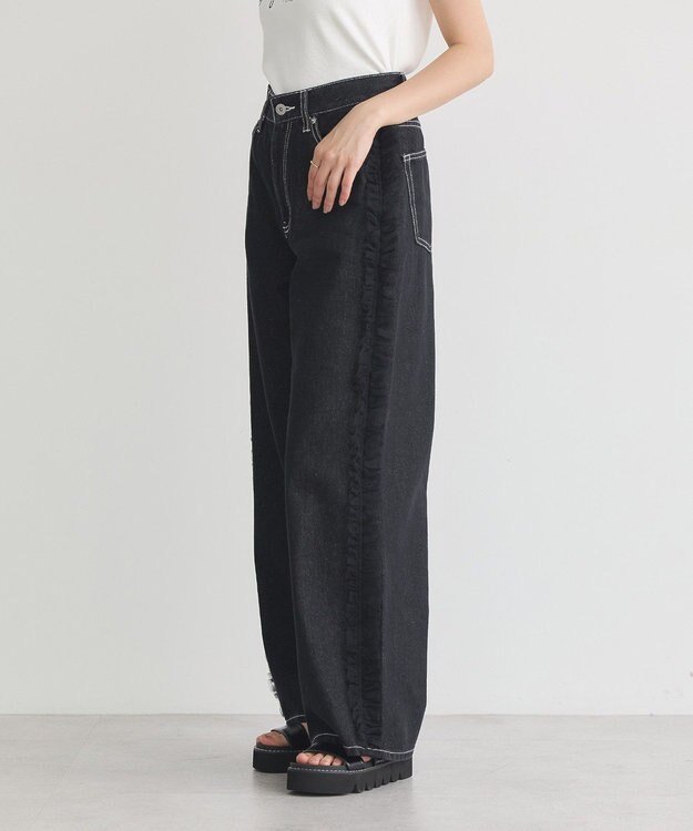 earth music&ecology サイドチュールデニムパンツ Black