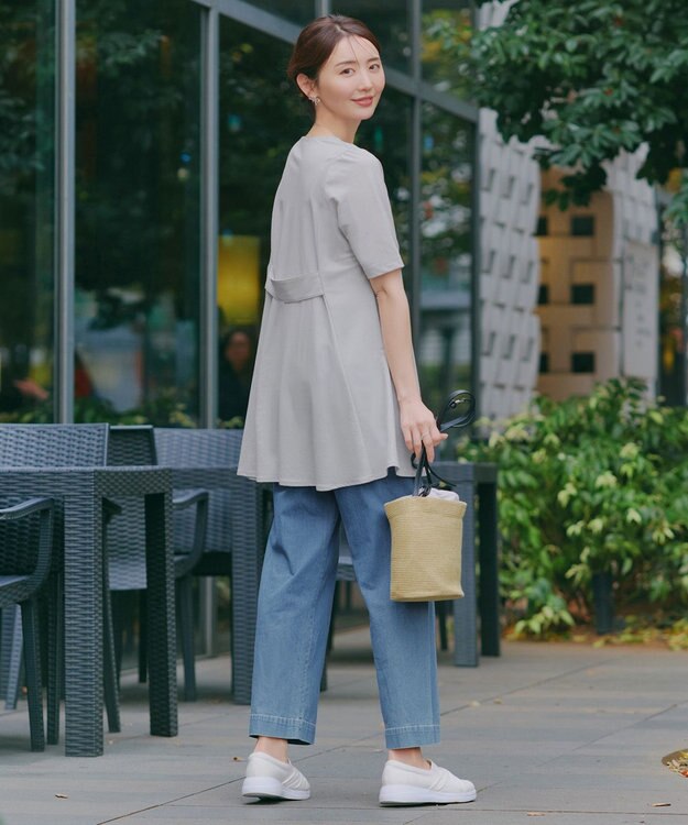 Tiaclasse 【おのののかさん着用】TCデニム切替ワイドストレートパンツ サックス