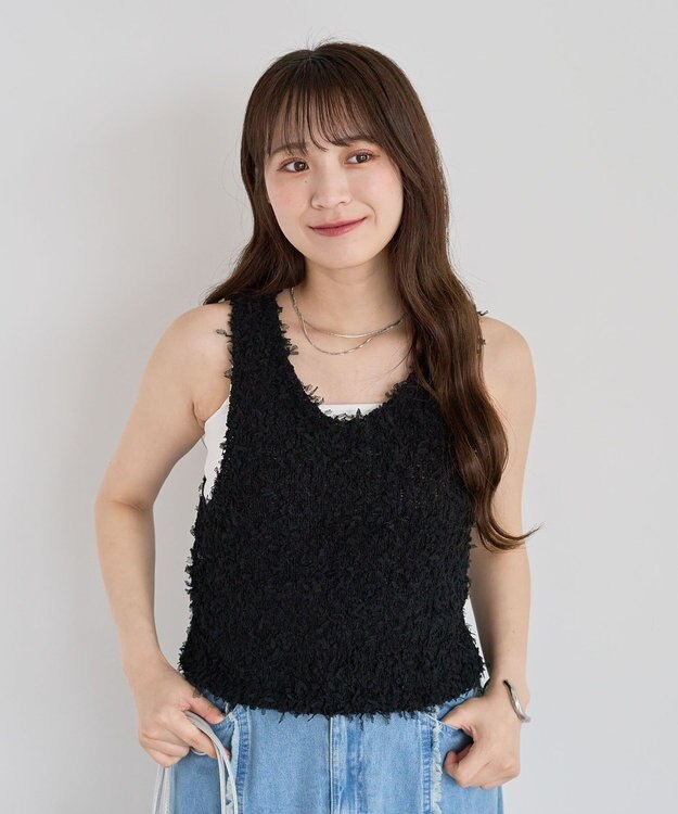 Green Parks ・ｓｗｉｎｇ　ｂｙ　２ｗａｙチュールヤーンベスト Black