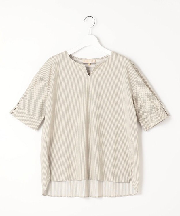 自由区 【WEB限定・洗える・XSサイズあり】トリコットジャージー カットソー カーキ系1