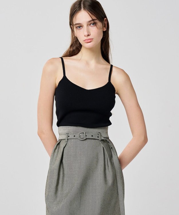 uncrave 【手洗い可】シルキーニット カップ付き キャミソール（uncrave WHITE） ブラック