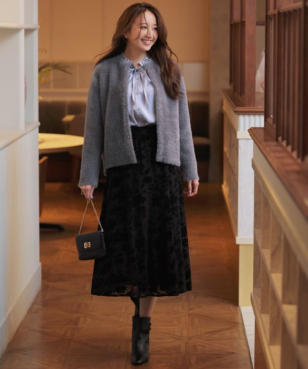 ANY SIS フェザーニット ジャケット スレート