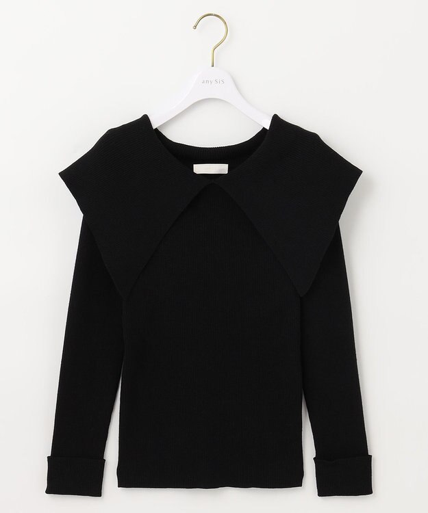 ANY SIS 【洗える】ビックカラーリブ ニット ブラック