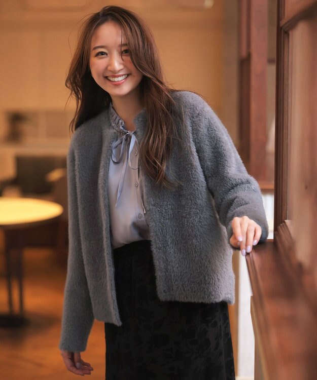 ANY SIS フェザーニット ジャケット スレート