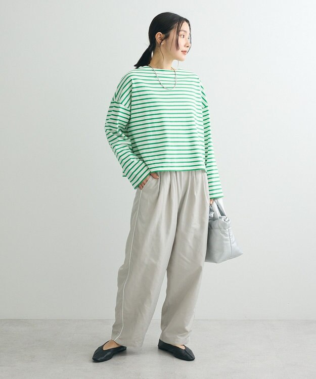 Green Parks ボックスシルエットボーダープルオーバー Green