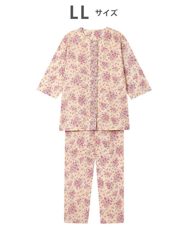 WACOAL パジャマ 7分袖 長袖 長ズボン 綿100%(本体) ローン素材 ミントン レディース NDT265 /ワコール オレンジ